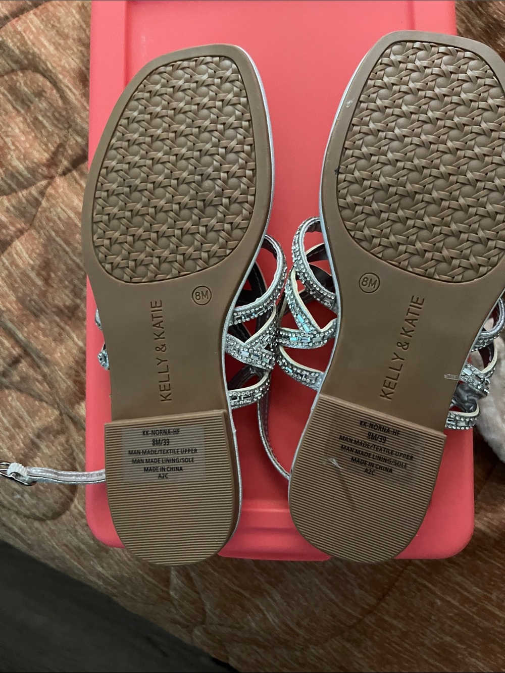Kelly & Katie Silver Crystal-Strap Flat Sandals - Picture 2 of 3